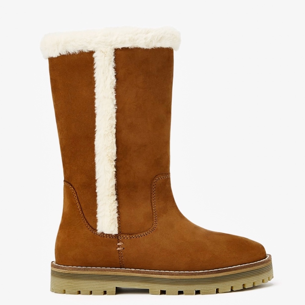 Zara girls brown leather lined tall boots - Picture 8 of 16